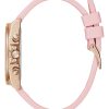 Montre femme Guess Brillant 38 mm réf. GW0032L4, cadran rose, bracelet silicone – autre angle