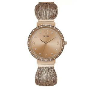 Montre femme Guess Chiffon 36 mm réf. GW1083L3, bracelet acier, mouvement quartz – vue de face | Horlova Maroc