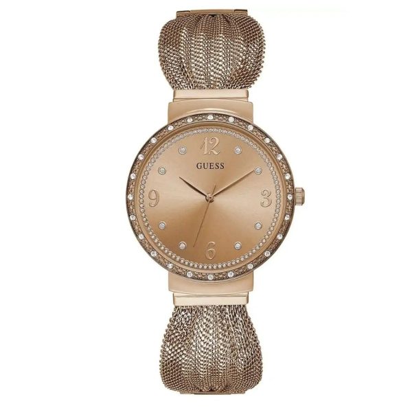 Montre femme Guess Chiffon 36 mm réf. GW1083L3, bracelet acier, mouvement quartz – vue de face | Horlova Maroc