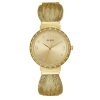 Montre femme Guess Chiffon 38 mm réf. W1083L2, cadran doré, bracelet acier, mouvement quartz – vue de face | Horlova Maroc