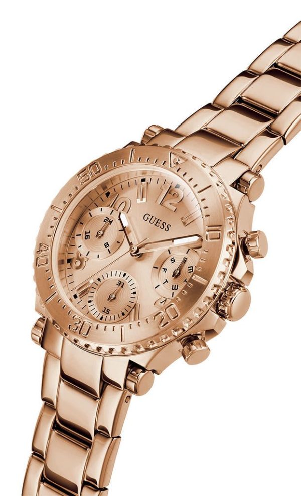Montre femme Guess Cosmic réf. GW0465L2, chronographe quartz, boîtier 36 mm, acier inoxydable, verre minéral, étanche 30 m – deuxième vue