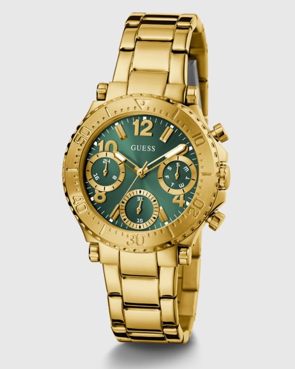 Montre femme Guess Cosmic 36 mm réf. GW0465L5, bracelet acier, mouvement quartz – vue de face | Horlova Maroc