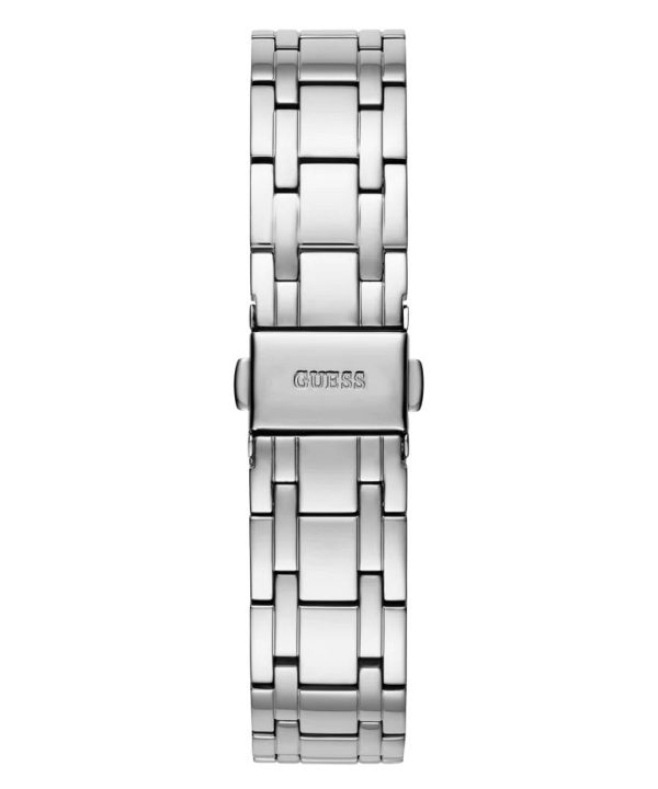 Montre femme Guess Cosmo Diamonds 36 mm réf. GW0033L1, cadran argenté, bracelet acier – vue de trois-quarts
