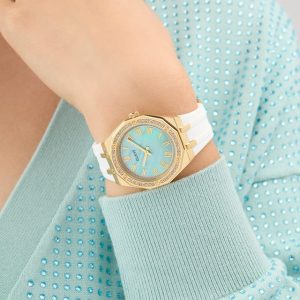 Montre femme Guess Desire réf. GW0872L1, mouvement quartz, boîtier 36 mm, caoutchouc – vue principale, Horlova Maroc