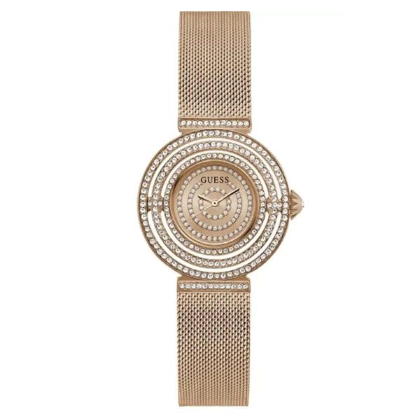Montre femme Guess Dream 36 mm réf. GW0550L3, bracelet maille milanaise, mouvement quartz – vue de face | Horlova Maroc