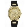 Montre femme Guess Duchess 40 mm réf. GW0619L2, cadran doré, bracelet silicone, mouvement quartz – vue de face | Horlova Maroc