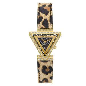 Montre femme Guess Fame 34 mm réf. GW0504L3, bracelet cuir, mouvement quartz – vue de face | Horlova Maroc