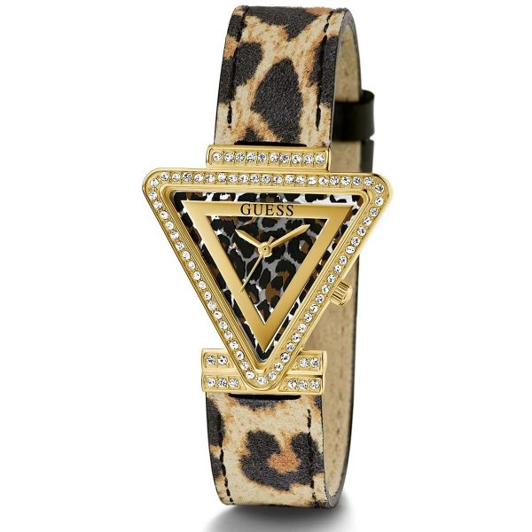 Montre femme Guess Fame 34 mm réf. GW0504L3, bracelet cuir, mouvement quartz – vue rapprochée