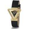 Montre femme Guess Fame 34 mm réf. GW0504L5, cadran noir, bracelet cuir, mouvement quartz – vue rapprochée