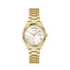 Montre femme Guess Glamour Chic 36 mm réf. GW0308L2, cadran blanc, bracelet acier, mouvement quartz – vue de face | Horlova Maroc