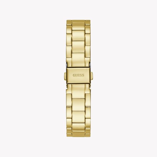Montre femme Guess Glamour Chic 36 mm réf. GW0308L2, cadran blanc, bracelet acier – vue de trois-quarts