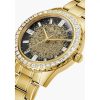 Montre femme Guess Glitter 38 mm réf. GW0405L2, cadran noir, bracelet acier – vue de trois-quarts