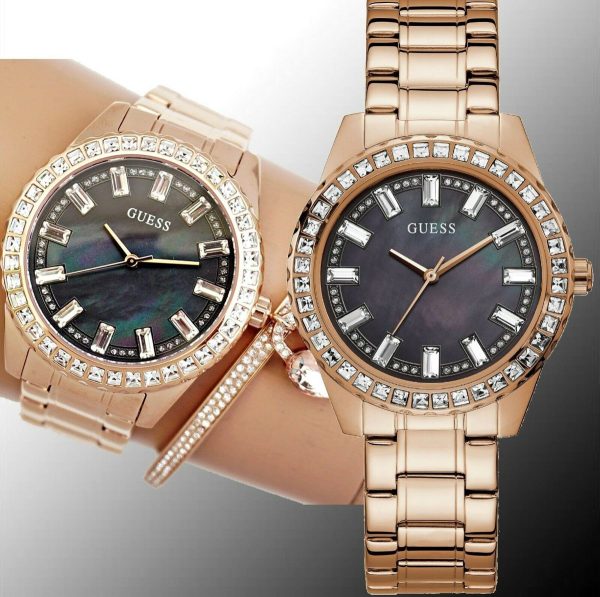 Montre femme Guess réf. GW0111L3, mouvement quartz, acier inoxydable – deuxième vue – Horlova Maroc