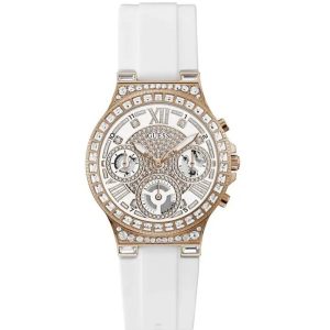Montre femme Guess réf. GW0257L2, mouvement quartz, acier inoxydable, silicone – vue principale, Horlova Maroc
