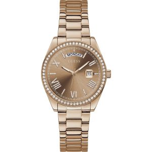 Montre femme Guess réf. GW0307L3, bracelet acier, mouvement quartz – vue de face | Horlova Maroc