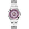 Montre femme Guess réf. GW0551L1, cadran rose, mouvement quartz – vue de face | Horlova Maroc