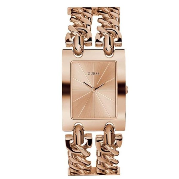 Montre femme Guess Heavy Metal 28 mm réf. W1117L3, mouvement quartz – vue de face | Horlova Maroc