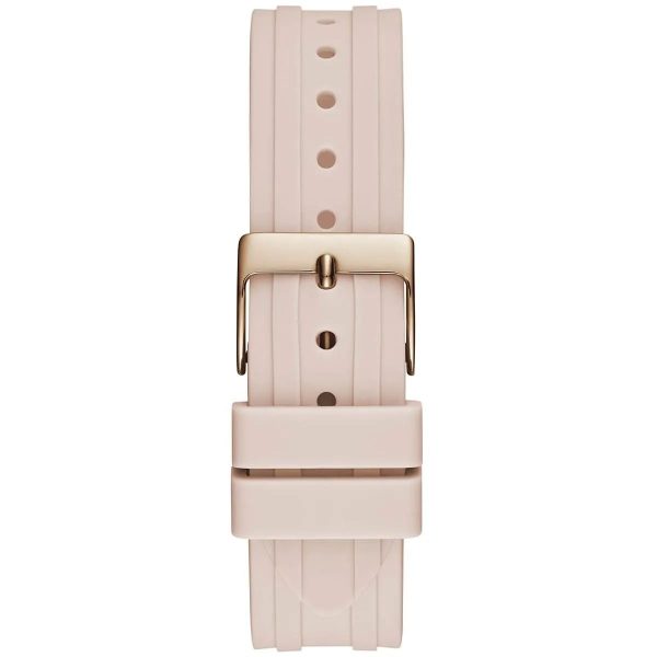 Montre femme Guess Heiress 38 mm réf. GW0407L3, cadran rose, bracelet silicone – autre angle