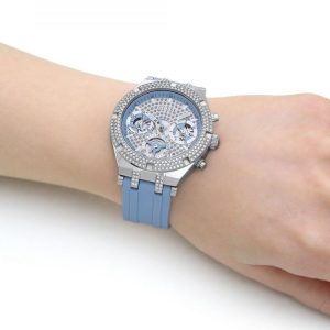 Montre femme Guess Héritière réf. GW0407L1, mouvement quartz, boîtier 38 mm, silicone – vue principale, Horlova Maroc