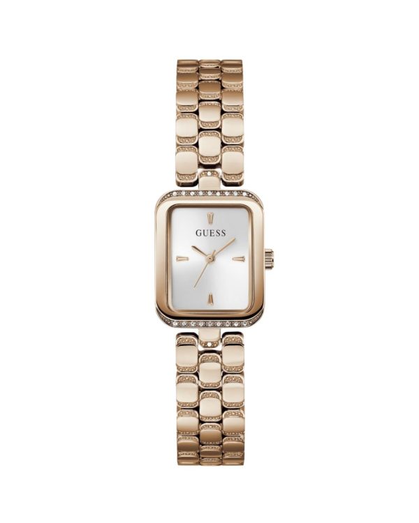 Montre femme Guess Isla 22 mm réf. GW0865L3, cadran argenté, bracelet acier, mouvement quartz – vue de face | Horlova Maroc