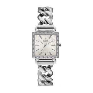 Montre femme Guess Luxe Argentée 28 mm réf. W1030L1, bracelet acier, mouvement quartz – vue de trois-quarts