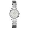 Montre femme Guess Park Ave South 30 mm réf. W0767L1, cadran blanc, bracelet acier, mouvement quartz – vue de face | Horlova Maroc