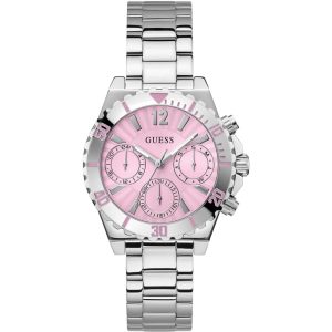 Montre femme Guess Phoebe 38 mm réf. GW0696L1, cadran rose, mouvement quartz – vue de face | Horlova Maroc