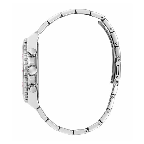 Montre femme Guess Phoebe 38 mm réf. GW0696L1, cadran rose, mouvement quartz – vue rapprochée