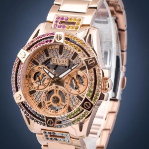 Montre femme Guess Queen Glamour réf. GW0464L5, mouvement quartz, boîtier 40 mm, acier inoxydable – vue principale, Horlova Maroc