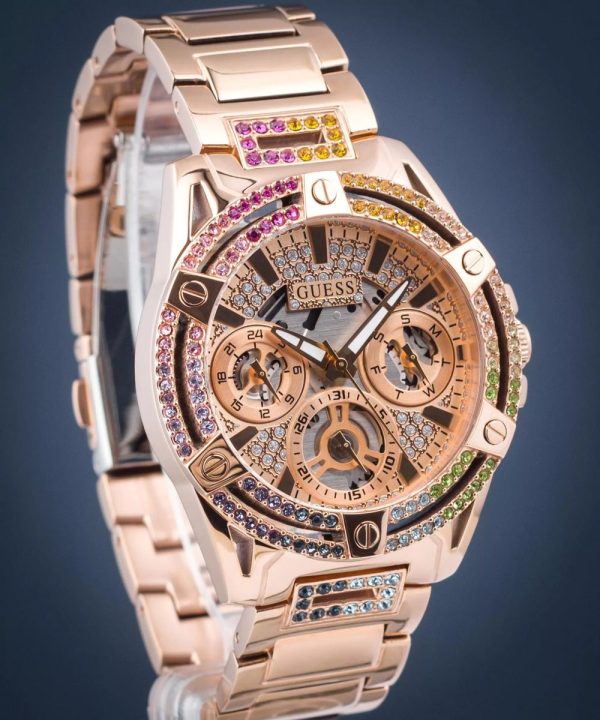 Montre femme Guess Queen Glamour réf. GW0464L5, mouvement quartz, boîtier 40 mm, acier inoxydable – troisième vue