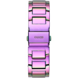 Montre femme Guess Queen Roseiridescente 40 mm réf. GW0464L4, cadran rose, bracelet acier – vue de trois-quarts