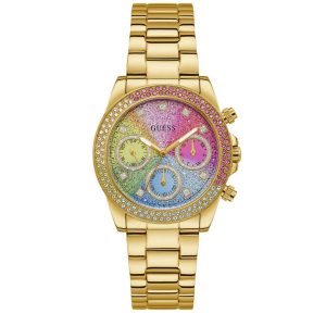 Montre femme Guess Sol 38 mm réf. GW0483L4, bracelet acier, mouvement quartz – vue de face | Horlova Maroc