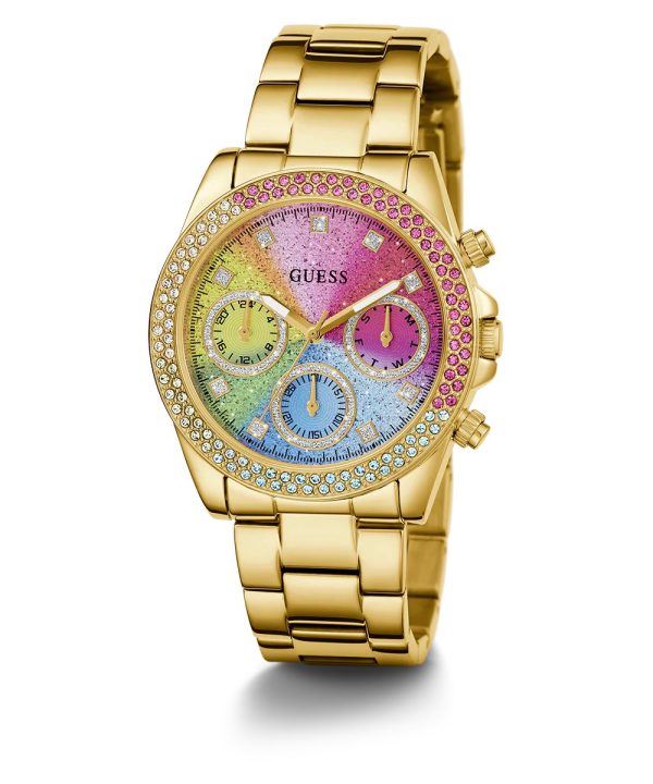 Montre femme Guess Sol 38 mm réf. GW0483L4, bracelet acier, mouvement quartz – vue rapprochée