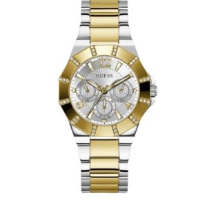 Montre femme Guess Sunray 35 mm réf. GW0616L2, bracelet acier, mouvement quartz – vue de face | Horlova Maroc