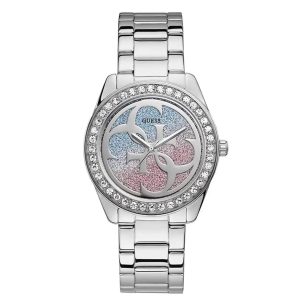 Montre femme Guess Twist 40 mm réf. W1201L1, bracelet acier, mouvement quartz – vue de face | Horlova Maroc