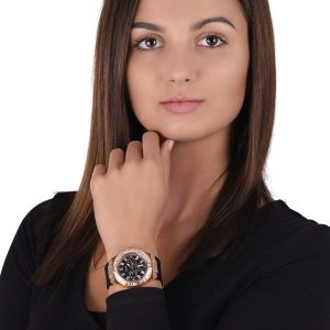 Montre femme Guess Venus réf. GW0118L2, boîtier 39 mm, acier inoxydable, silicone, verre minéral – vue principale, Horlova Maroc