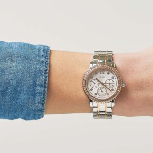 Montre femme Guess réf. W0305L3, mouvement quartz, acier inoxydable – vue principale, Horlova Maroc