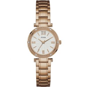 Montre femme Guess réf. W0767L3, mouvement quartz, acier inoxydable – vue principale, Horlova Maroc