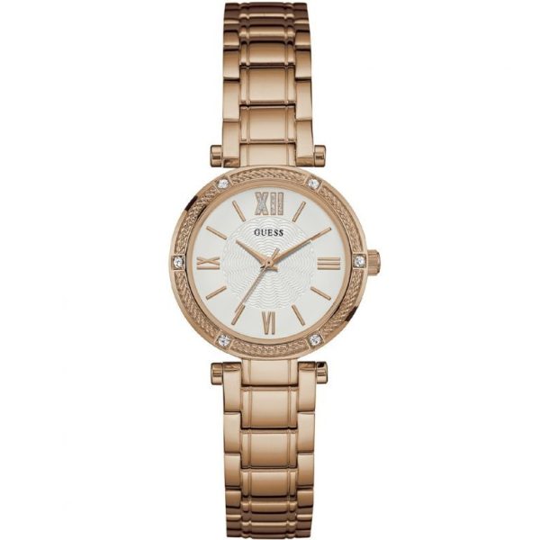Montre femme Guess réf. W0767L3, mouvement quartz, acier inoxydable – vue principale, Horlova Maroc