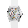 Montre femme Guess Wanderlust 39 mm réf. W1059L1, bracelet silicone, mouvement quartz – vue de trois-quarts