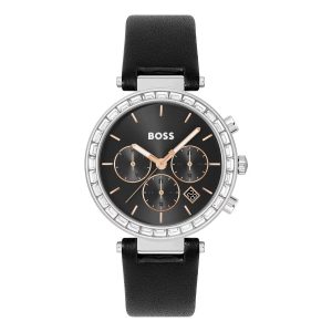 Montre femme Hugo Boss Andra réf. 1502689, mouvement quartz, boîtier 39 mm, acier inoxydable, cuir – vue principale, Horlova Maroc