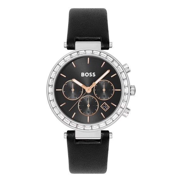 Montre femme Hugo Boss Andra réf. 1502689, mouvement quartz, boîtier 39 mm, acier inoxydable, cuir – vue principale, Horlova Maroc