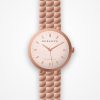 Montre femme Ifrane Rose Horlova – vue de face, cadran rose poudré, bracelet maille ton or rose