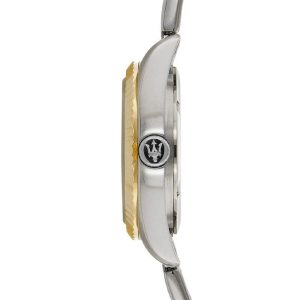 Montre femme Maserati Competizione 31 mm réf. R8853100505, cadran blanc, bracelet acier – vue de trois-quarts