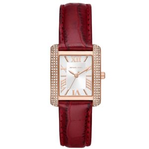 Montre femme Michael Kors 33 mm réf. MK4689, cadran blanc, bracelet cuir, mouvement quartz – vue de face | Horlova Maroc