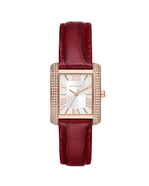 Montre femme Michael Kors 33 mm réf. MK4689, cadran blanc, bracelet cuir, mouvement quartz – vue de face | Horlova Maroc