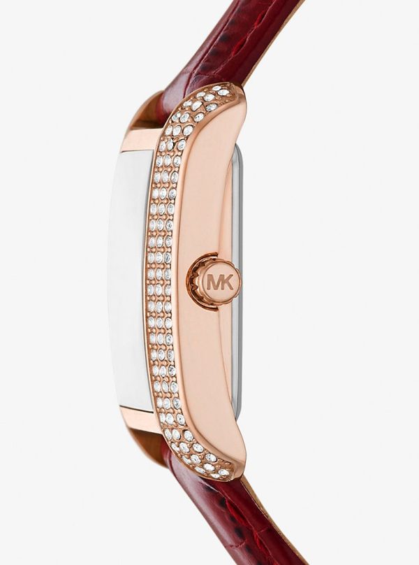 Montre femme Michael Kors 33 mm réf. MK4689, cadran blanc, bracelet cuir, mouvement quartz – vue rapprochée