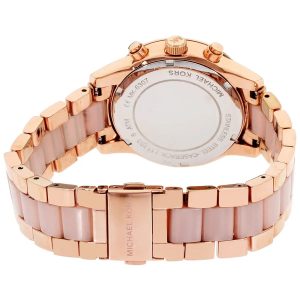 Montre femme Michael Kors 37 mm réf. MK6307, cadran rose, bracelet acier – vue de trois-quarts