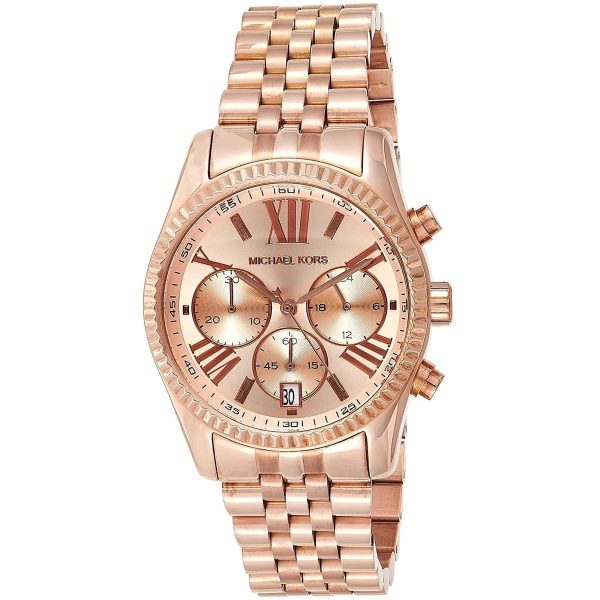 Montre femme Michael Kors 38 mm réf. MK5569, cadran rose, mouvement quartz – vue de trois-quarts