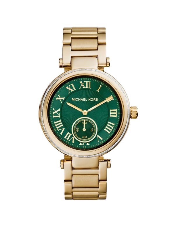 Montre femme Michael Kors 43 mm réf. MK6065, bracelet acier, mouvement quartz – vue de face | Horlova Maroc